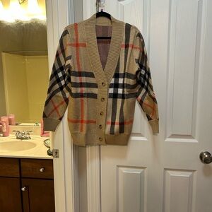 Plaid Button-Up Cardigan